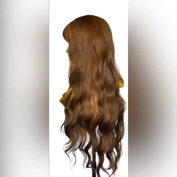 WIG 30” Long Curly Chestnut Wig with bangs natural look. for daily use - Picture 3 of 8